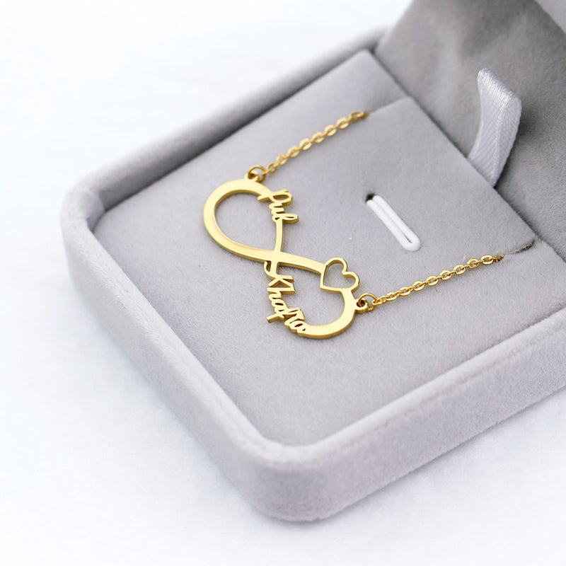 Color Personalized Infinity Name Necklace With Heart Custom Couple Letter Pendant Stainless Steel Jewelry Best Friend Gifts