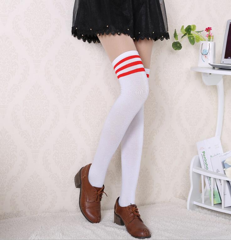 Mode Oberschenkelhohe Socken Strumpf Baumwolle Plus Größe Überkniestrümpfe Für Mädchen Dame Warm Meias Stripe Damenstrümpfe Lange Socken