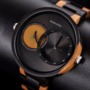 BOBO BIRD Ultra Thin Men Watch Relojes de madera originales 2 Time Zone Display Reloj de pulsera de cuarzo horloges mannen