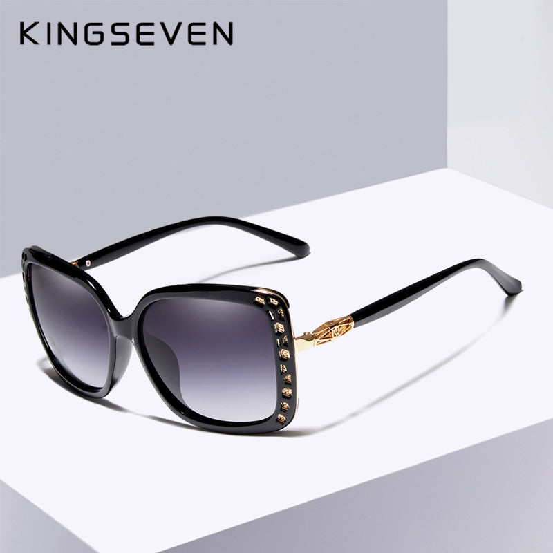 KINGSEVEN 2021, gafas de sol polarizadas de diseñador de marca de moda para mujer, montura de mariposa, lentes degradados de verano, gafas de sol Retro 7215