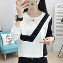 shintimes Patchwork Pullover Sweatshirt Long Sleeve Sudadera Mujer 2021 New Autumn Winter Big Size Clothes Hoodies Women