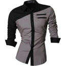 jeansian Spring Autumn Features Shirts Men Casual Long Sleeve Casual Male Shirts Zipper Decoration (No Pockets) Z015