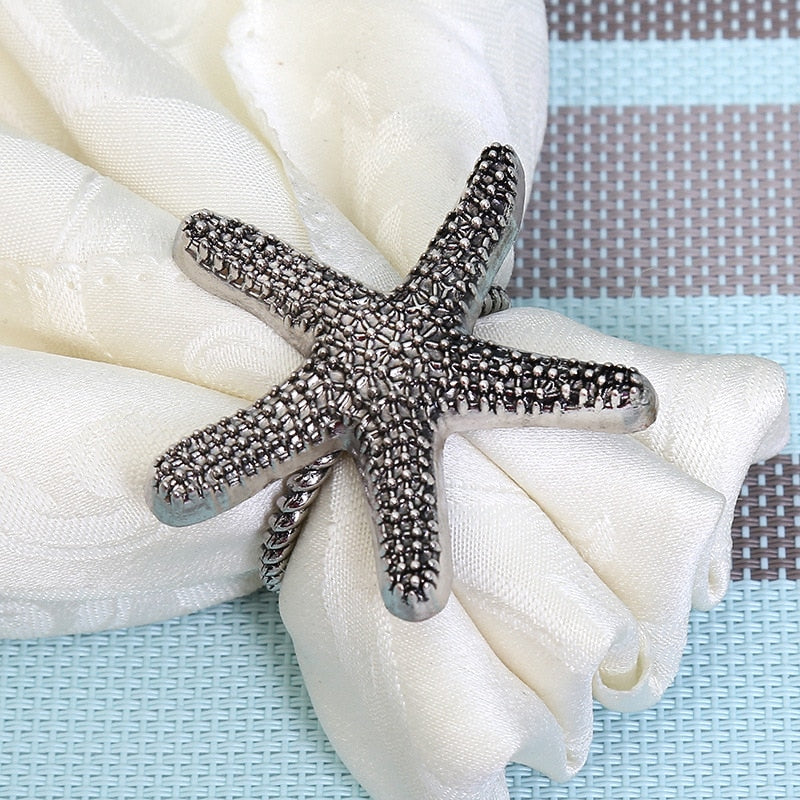 10pcs Fashion metal napkin buckle Creative starfish jewelry napkin ring hotel set table decoration napkin ring