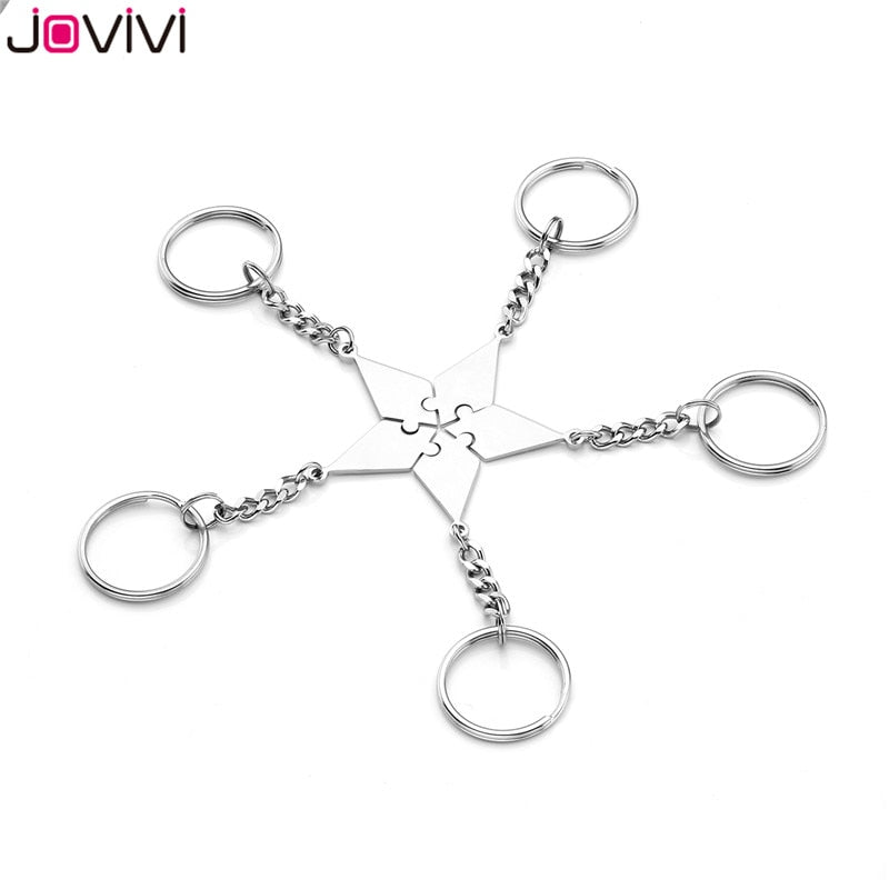 Jovivi Edelstahl 5/6 Stück Schlüsselanhänger Best Friends BFF Schlüsselanhänger Freundschaft Puzzle Stück Charm Geschenk Schlüsselanhänger Schmuck