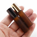 50pcs/lot 5ml Frosted Amber Perfume Glass Roll on Bottle with Glass/Metal Ball Brown Roller Essential Oil Vials Thin