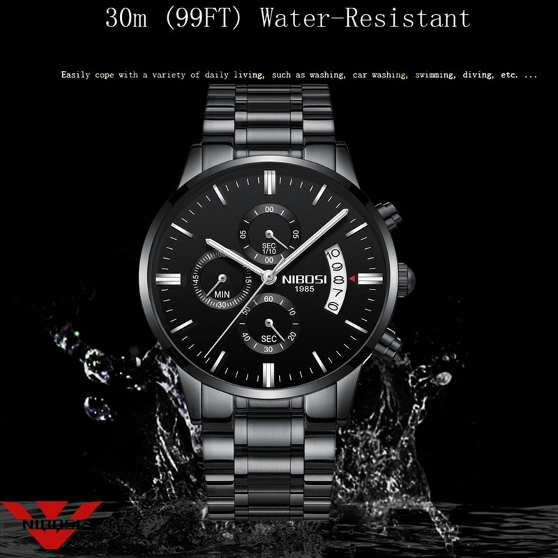 NIBOSI Mens Watches Top Brand Luxury Militray Sport Quartz Watch Men Waterproof Male Sport Clock Wristwatches Relogio Masculino