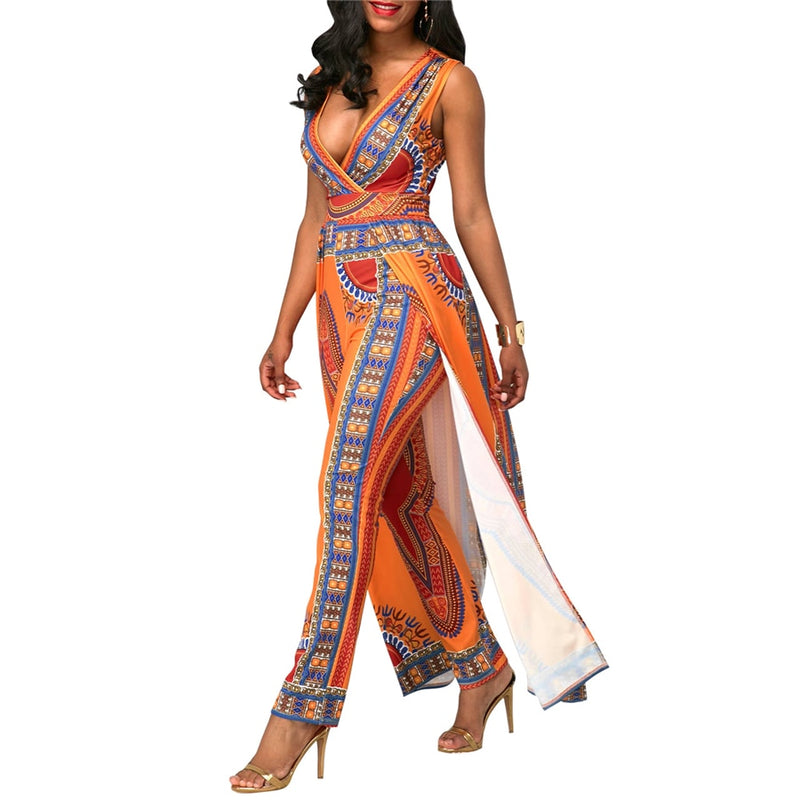 BAIBAZIN vestidos africanos para mujeres modelos de explosión moda otoño posicionamiento estampado naranja pantalones étnicos