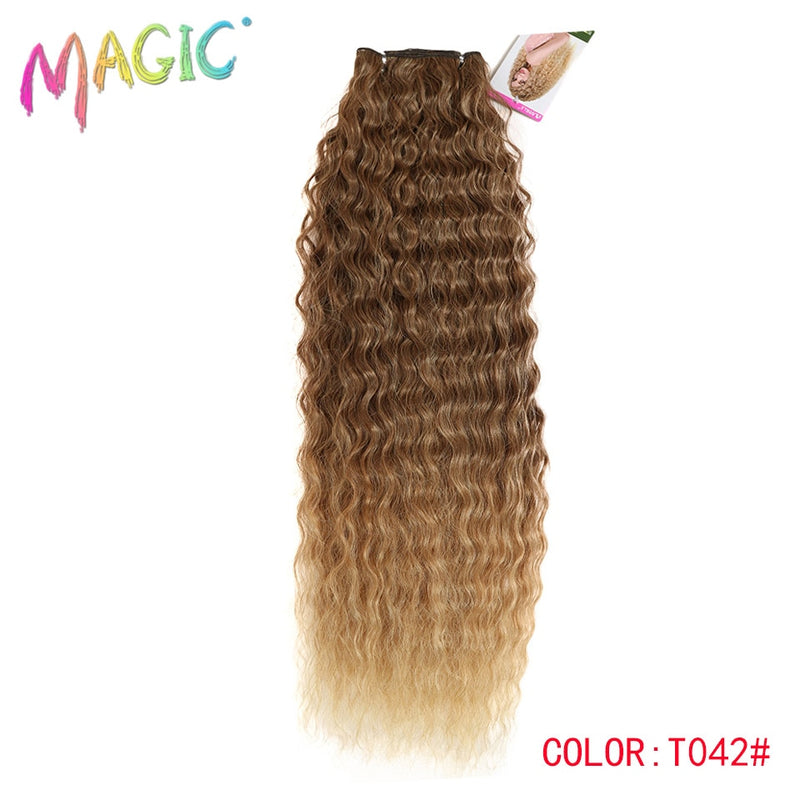 MAGIC Deep Curly Synthetic Hair Weave Deep Wave Hair Bundles 28 "30" 32 "Zoll Ombre Color Two Tone Curly Hair Extension 120g