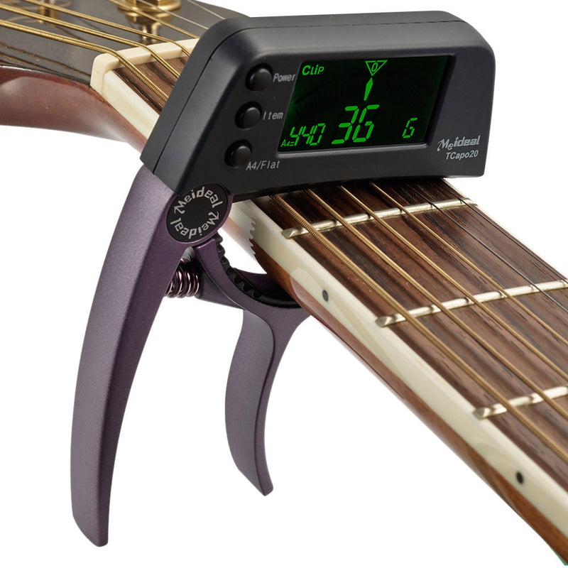 TCapo20 Afinador de guitarra acústica Capo Guitar Capofret 2 en 1 Capo Tuner Metal para guitarra eléctrica Bajo Piezas cromáticas