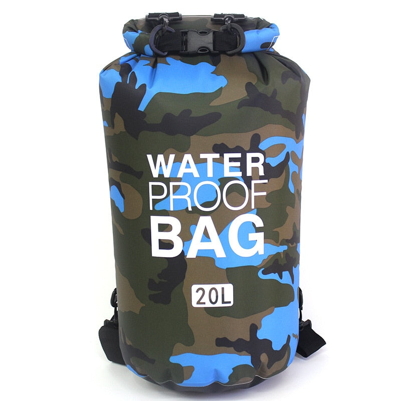 PVC Camouflage Waterproof Backpack Portable Outdoor Sport Rafting Bag River Tracing Swiming Bucket Dry Bag 2L 5L 10L 15L 20L 30L