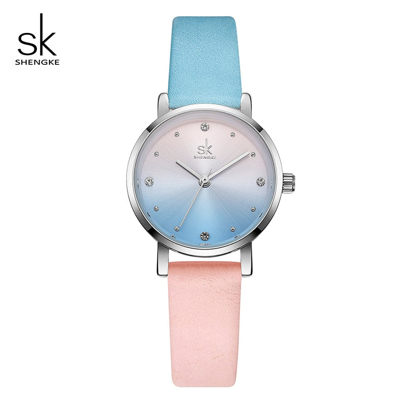 Shengke Creative Color Leather Watches Women Ladies Quartz Watch Relogio Feminino SK Women Wrist Watch Montre Femme