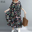 Vestido informal de algodón con estampado Floral de gran tamaño para mujer, vestido playero bohemio con flores de verano para mujer, vestidos largos holgados para mujer 2021