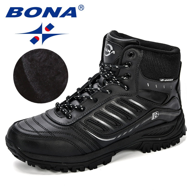 BONA Men Hiking Shoes Mid-Top Split Leather Outdoor Sneaker Men Comfy Trekking Boots Men Trail Camping Climbing Hunting Sneakers