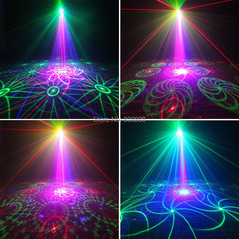 ESHINY Mini RGB 5 Linsen Laser 128 Muster Projektor Blaue LED Club Home Party Bar DJ Disco Weihnachtstanz Bühneneffektlicht N60T155