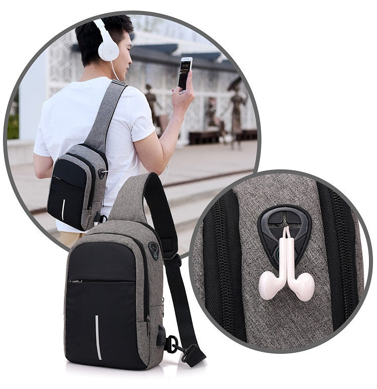 Fengdong kleine USB-Lade Umhängetasche Männer Messenger Bags männliche wasserdichte Schlinge Brusttasche Junge Reisetasche Männer Umhängetaschen