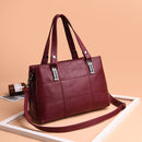 Marca KMFFLY, bolsos de cuero para mujer, bolsos de hombro para mujer, bolso de mensajero para mujer, bolso de mano informal de gran capacidad para mujer, negro/rojo