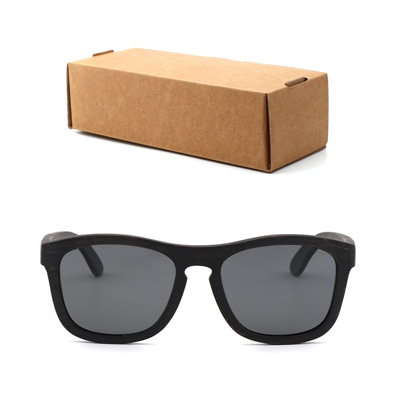 Retro-Männer polarisierte Frauen-Sonnenbrille Schwarzes Holz Kinderpaar-Sonnenbrille handgefertigt UV400 Mit Bambus-Holzkiste