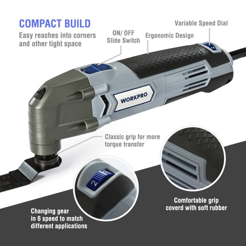 WORKPRO Oscillating Tool 220V Electric Trimmer Saw for Wood Working 300W Power Home DIY Wood Trimmer  Multi Tool