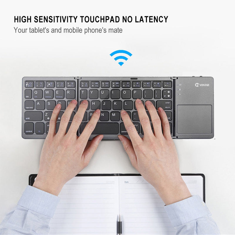 Folding Bluetooth Keyboard Wireless Klavye English/Russian/Spanish/Arabic/Hebrew/Portugues for IOS/Android/Windows ipad Tablet