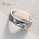 Anillos de pareja de esmalte de Thaya Van Gogh Sky Star moon s925 anillos de plata con purpurina anillo de compromiso joyería de boda para mujer