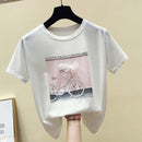 gkfnmt 2021 Fashion Cool Print Female Summer T-shirt White Cotton Women Tshirts Casual Harajuku T Shirt Femme Pink Loose Top