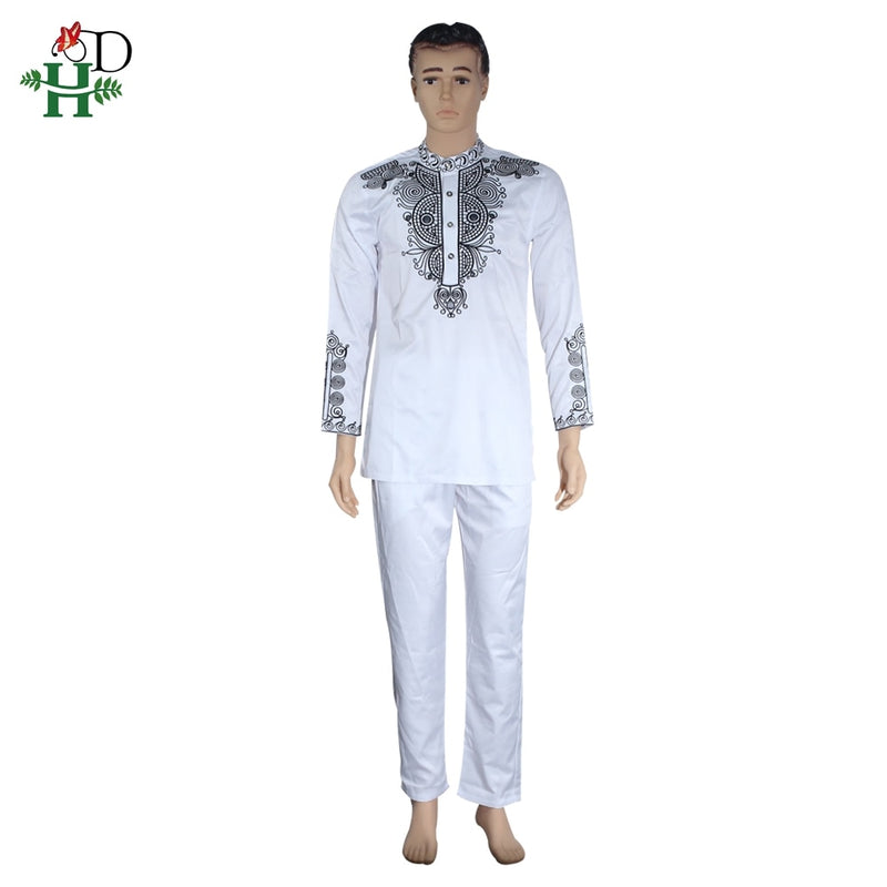 H&amp;D Dashiki Herren Top Pant 2-teiliges Outfit-Set Afrikanische Herrenkleidung 2022 Riche Afrikanische Kleidung für Herren Dashiki Hemd mit Hose