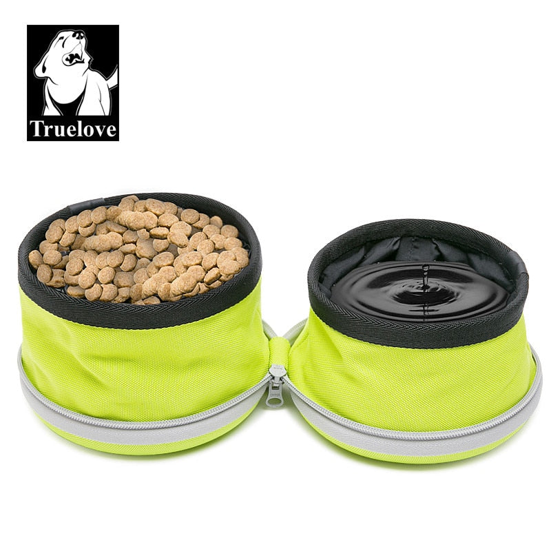 Truelove Collapsible 2 Way Use Dog Bowl Double for Food Mat Travel Waterproof Foldable Running Walking Hiking Camping TLT2351