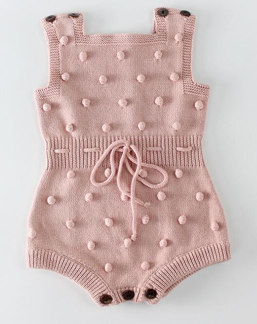 Knitted Baby Clothes 2019 Newborn Baby Rompers Handmade Pompom Baby Girl Romper 100% Cotton Infant Baby Boys Jumpsuit Overalls