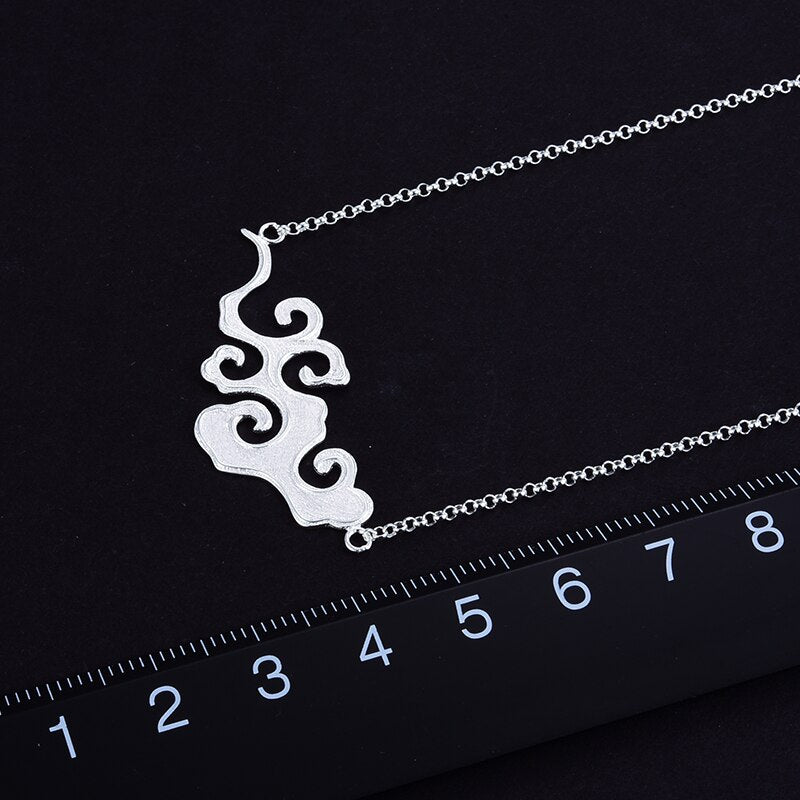 Lotus Fun Real 925 Sterling Silver Handmade Designer Original Fine Jewelry Sunset Cloud Pendant Necklace for Women