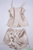 Women 100% Natural Silk 16 momme satin silk Camisole with Shorts Pajama Set Sleepwear M-2XL YM004