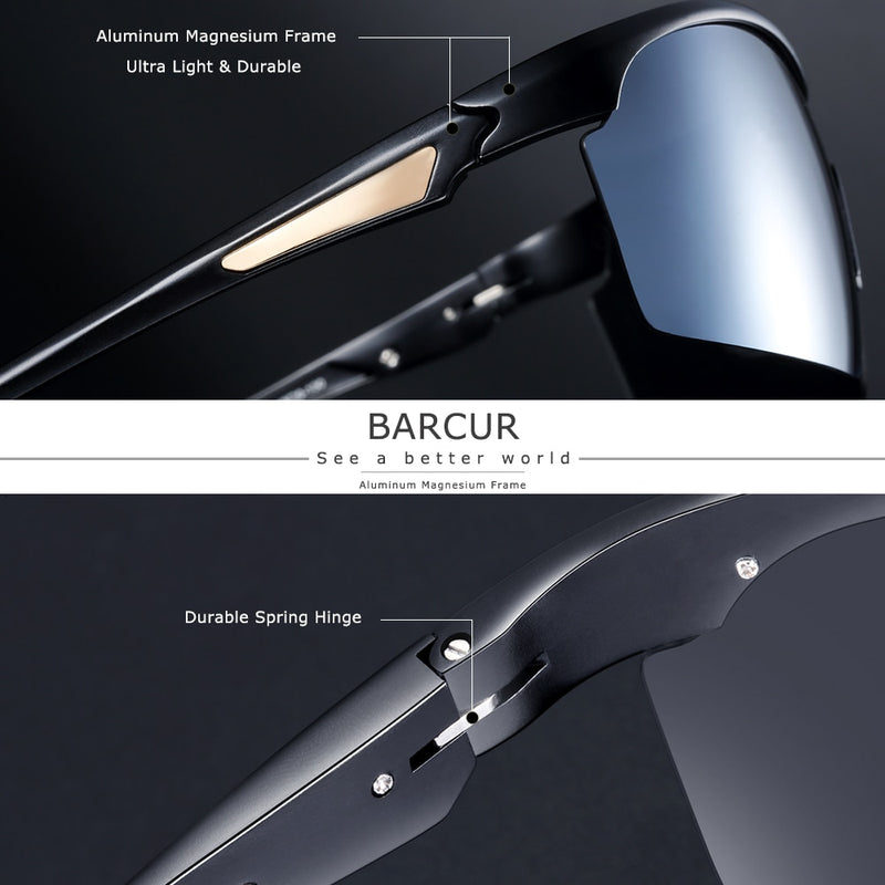 BARCUR Sports Eyewear Aluminium-Sonnenbrille Herren polarisierte Sonnenbrille Damenbrille Antireflex-Sonnenbrille oculos de sol feminino