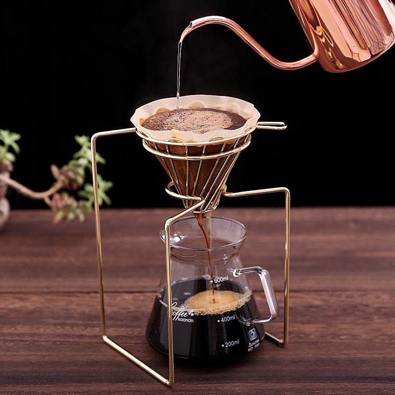 Kaffeefilter Kaffeemaschine Dripper Geometrischer, wiederverwendbarer Kaffeefilterständer zum Übergießen, permanenter Filterkorb