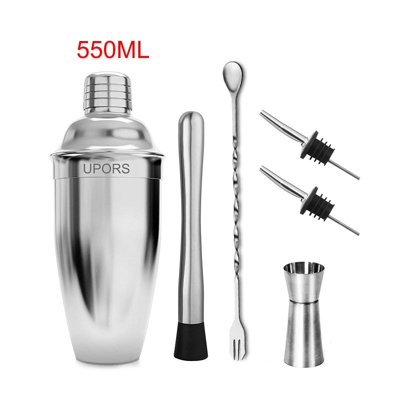 UPORS Stainless Steel Cocktail Shaker Mixer Wine Martini Boston Shaker For Bartender Drink Party Bar Tools 550ML/750ML