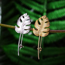 Lotus Fun Plata de Ley 925 auténtica, joyería fina de diseñador hecha a mano, oro de 18 quilates, broches creativos de hojas de Monstera para mujer, bisutería