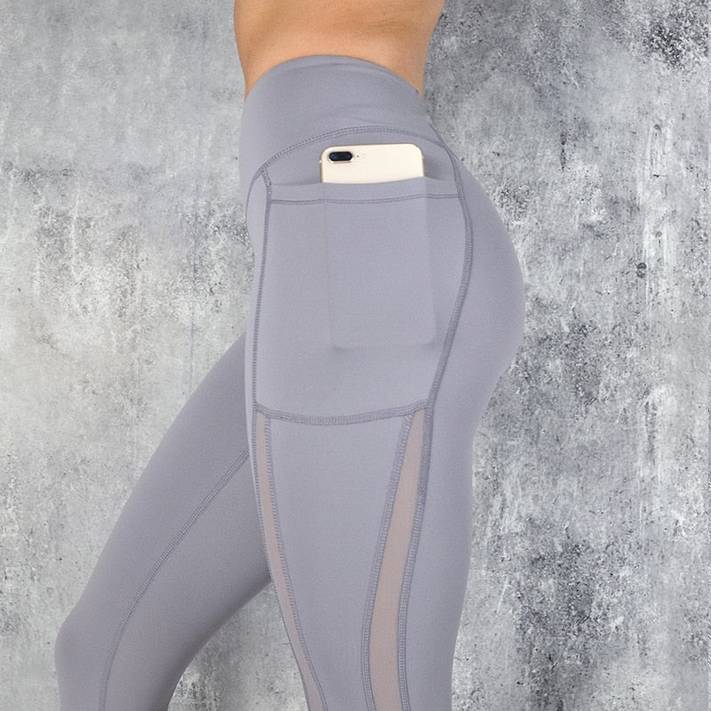 CHRLEISURE High Waist Pocket Leggings Solid Color Workout leggings Women Clothes Side Lace Leggins Mmujer 2022 Dropship