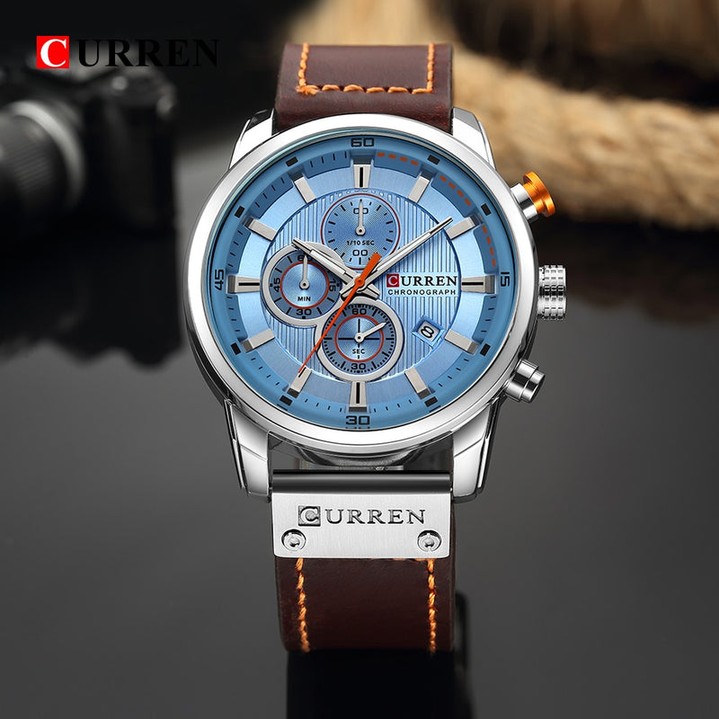 Relojes de cuarzo para hombre con correa de cuero de moda CURREN de lujo de marca superior, relojes de pulsera informales con fecha de negocios para hombre, reloj Montre Homme