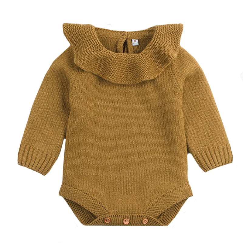 Baby Junge Mädchen Herbst Winter Kleidung Langarm Einfarbig Gestrickte Warme Strampler Overall Neugeborene Kleidung