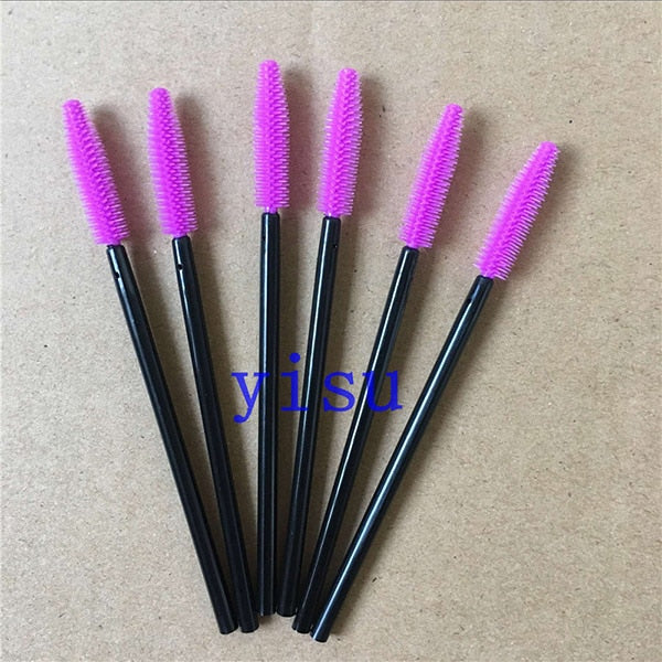 200 pcs/lot Silicone Eyelashes Brushes Mix Colors Disposable Mascara Wands Lashes Makeup Brushes For Eyelash Extension