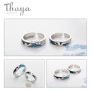 Thaya Flying Bird Wave Ring s925 Silver Blue Drop Oil 3D Wave Couple Rings for Women Elegant Irish Fine Jewelry Lovers&