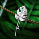 Lotus Fun Plata de Ley 925 auténtica, joyería fina de diseñador hecha a mano, oro de 18 quilates, broches creativos de hojas de Monstera para mujer, bisutería