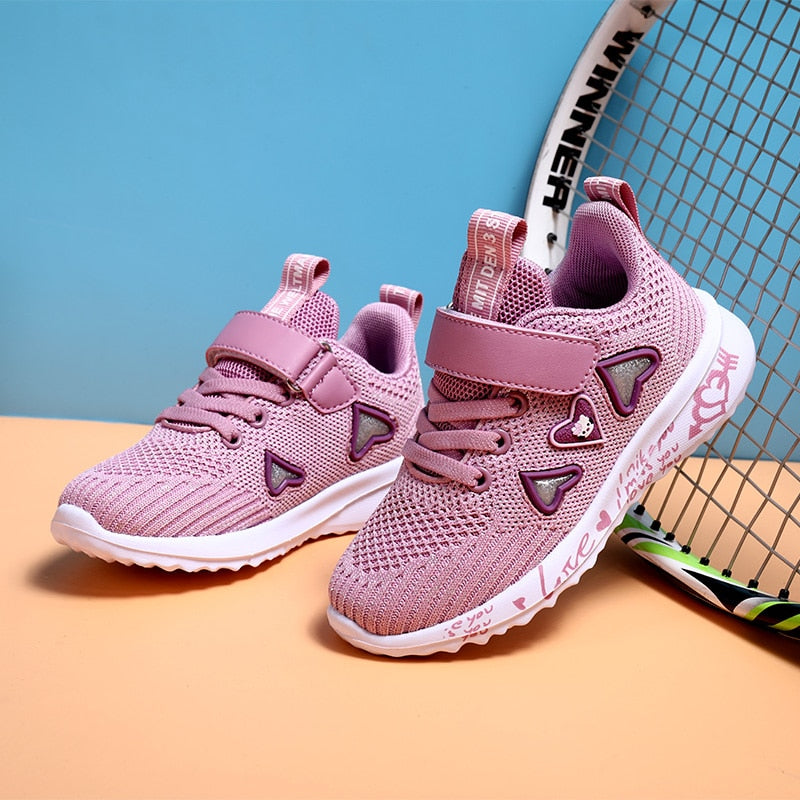 ULKNN Mädchen Sportschuhe Frühjahr Neue Kinder Doppelnetz Atmungsaktiv Große Kinder Studenten Rosa Wilde Kinderschuhe Lässig 26-37