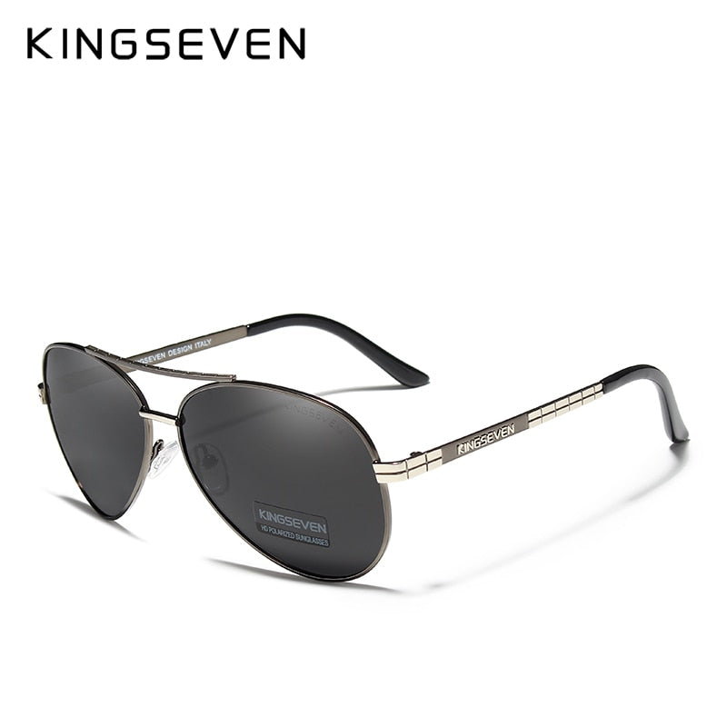 KINGSEVEN Design Herrenbrille Pilot HD Polarisierte Sonnenbrille für Herren/Damen Fahrende Sonnenbrille mit geprägtem Logo Oculos De Sol