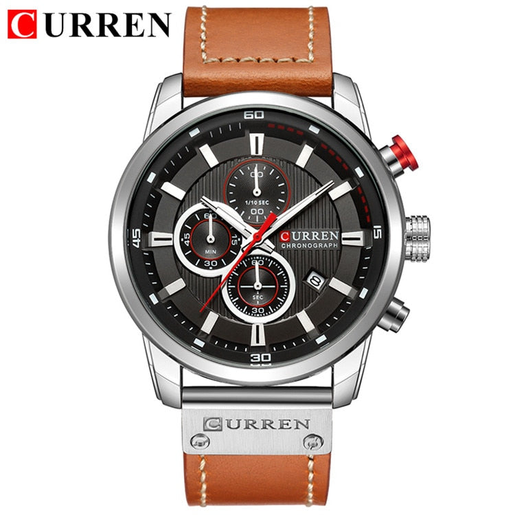 Relojes de cuarzo para hombre con correa de cuero de moda CURREN de lujo de marca superior, relojes de pulsera informales con fecha de negocios para hombre, reloj Montre Homme