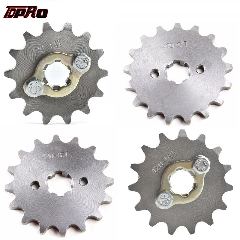 TDPRO 420 Chain 14T/15T/16T/17T 17MM Front Engine Sprocket Cog Fit Motorcycle ATV Gokart 50cc 70cc 90cc 110c 125cc Pit Dirt Bike