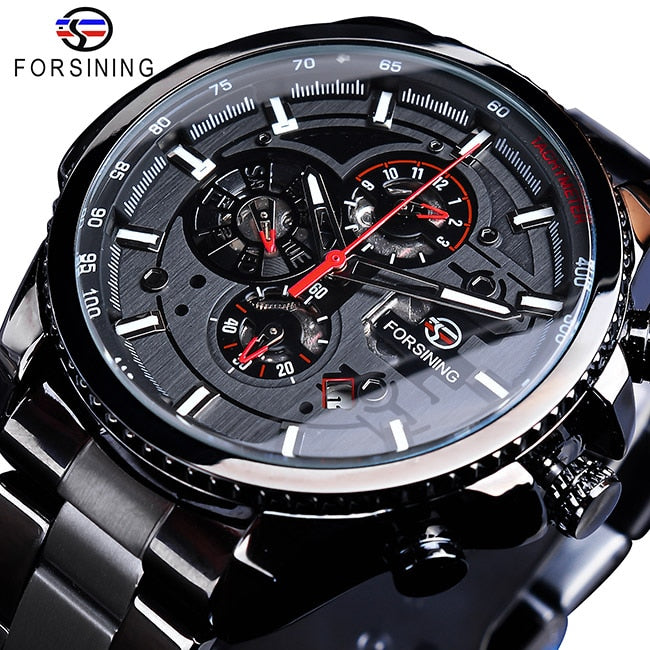 Forsining 2019 3 Dial calendario multifunción militar luminoso mano hombres mecánico deporte automático reloj de pulsera de marca superior de lujo