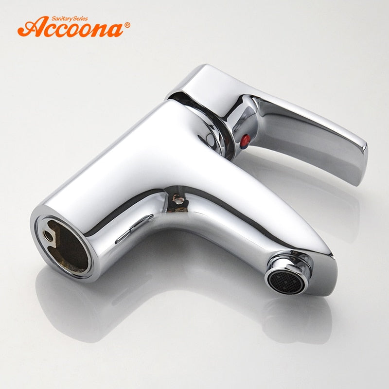 Accoona Basin Faucet Chrome Polished Solid Brass Bathroom Single Handle Sink Mixer Tap with Shower Head Deck Mounted A9203