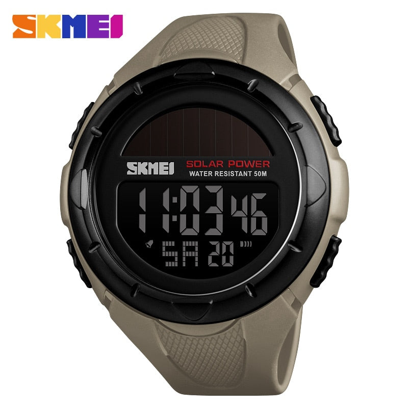 SKMEI Military Sportuhren Herren Solar Power Outdoor Shock Digitaluhr Chrono 50M Wasserdicht Armbanduhren reloj deportivo