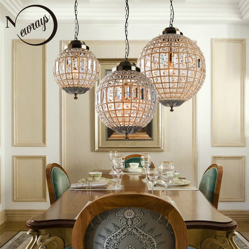 Retro Vintage Royal Empire Ball Style Big Led Crystal Modern Chandelier Lamp Lustres Lights E27 For Living Room bedroom bathroom