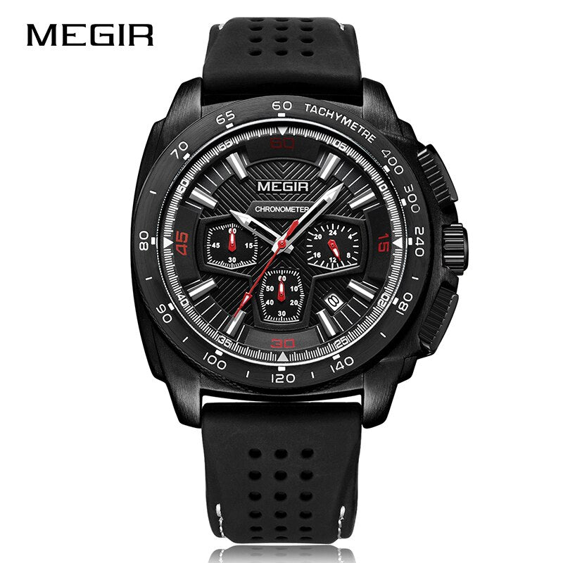 Reloj cronógrafo MEGIR para hombre, relojes deportivos militares del ejército, reloj de pulsera de cuarzo con correa de silicona informal a la moda, reloj Masculino