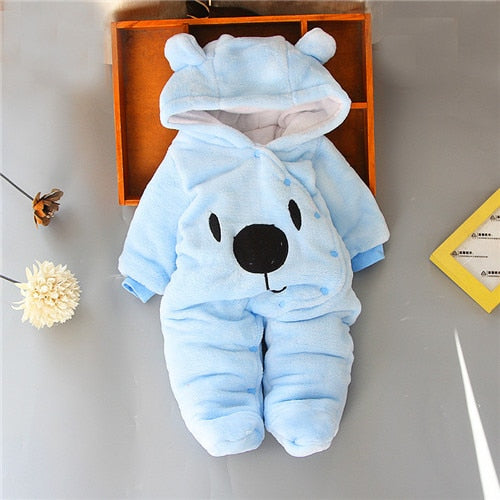 Neugeborenes Baby Mädchen Kleidung 0-3 Monate Winter Dicke Warme Baby Footies Baumwolle Säuglingskinder Overalls Cartoon Bär Baby Jungen Kleidung